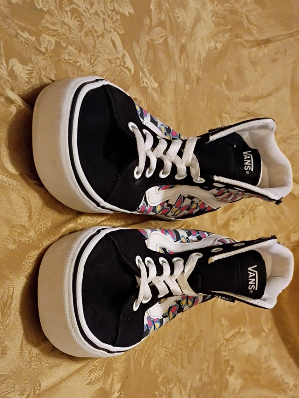 VANS Black High-Top with Colorful Butterfly'sHeart Pattern Women's 9.0 Men's 7.5 - Picture 2 of 9